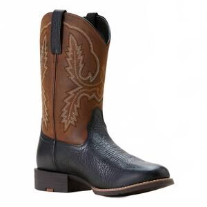 NEW ARIAT men's sport stratten cowboy boot - medium in black adobe|weathered che
